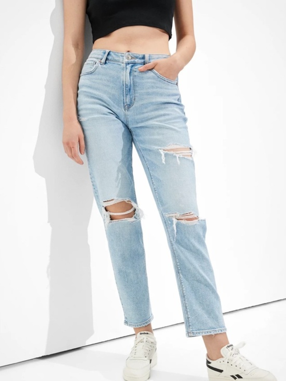 American Eagle Mom Straight Stretch High Rise Jeans Sz 10R